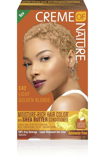 Creme Of Nature Moisture Rich Hair Color Kit, C42 Light Golden Blonde, 1 Application