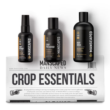 Manscaped® Crop Essentials, Male Care Hygiene Bundle, Includes Refined™ Body Wash, Preserver™ Moisturizing Ball Deodorant, Reviver™ Toner And Disposable Shaving Magic Mat™