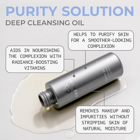 Cosmedix Cleansing Oil For Face - Purity Solution, Nourishing Deep Cleansing Oil - Makeup Remover & Oil Cleanser For Face Gently Removes Dirt - Argan Oil Facial Wash For Soft & Hydrated Skin