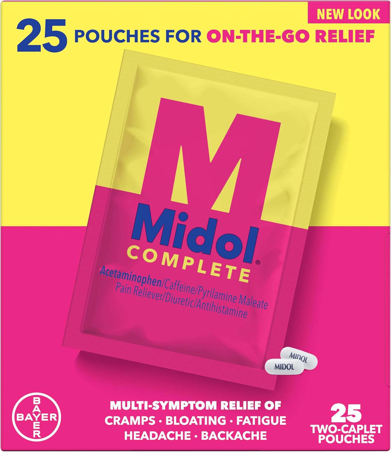 Midol, Caffeine Free, Menstrual Period Symptoms Relief Including Premenstrual Cramps, Pain, Headache, And Bloating, For Teens And Adults, Caplets, 24 Count