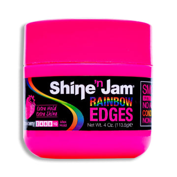 Shine 'N Jam Ampro Rainbow Edges - Strong Hold Curly Hair Gel For Women - Styling Gel For Women - Strengthens With Silk Protein - Strawberry - 4 Oz