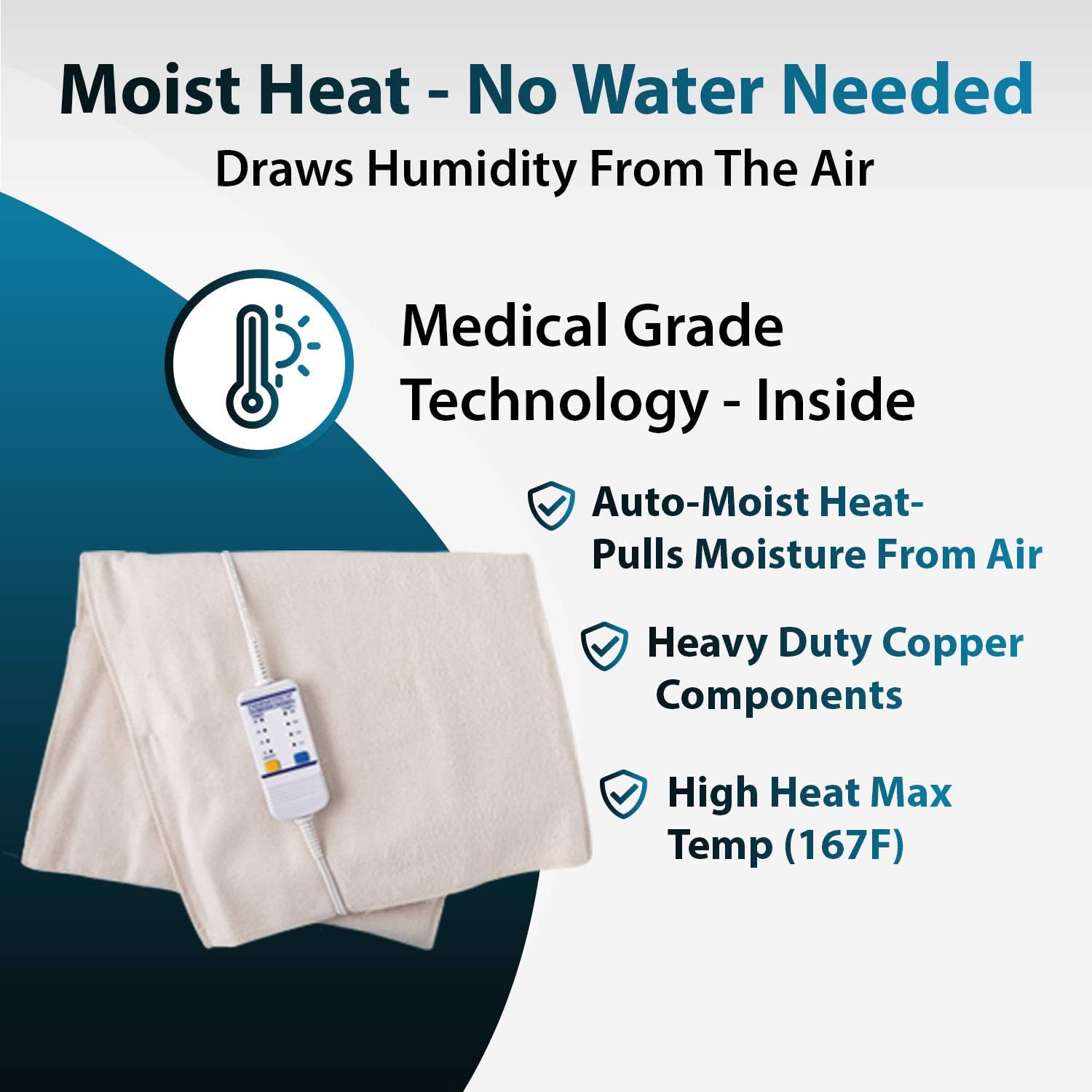 Medical Grade Heating Pad With Automatic Moist Heat By Thermotech, High Heat Heating Pad For Back Pain And Cramps - Medium Digital - 18" By 14" : Health & Household