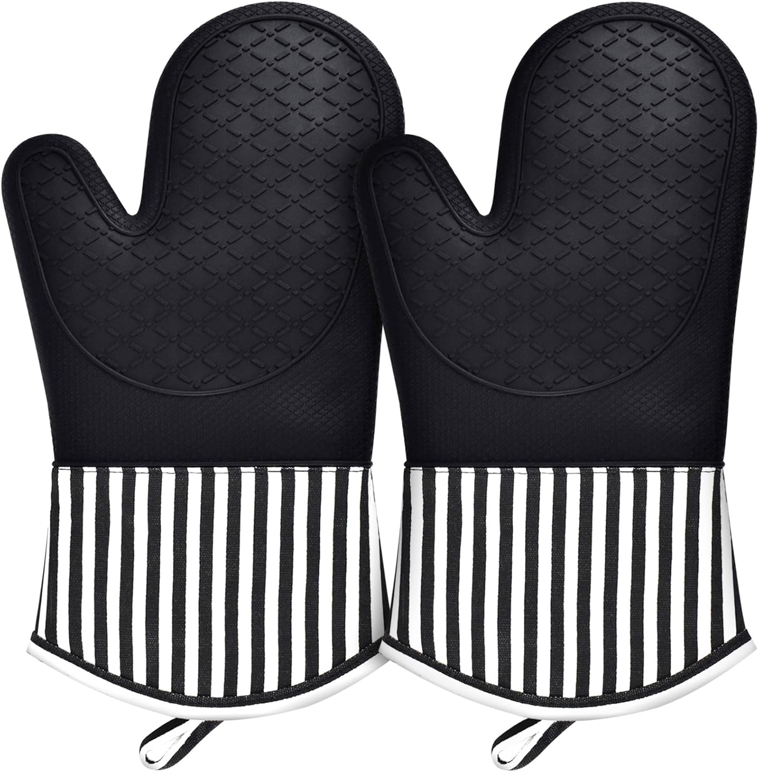 Katumo Oven Mitts, Extra Long Silicone Oven Mittens Heat Resistant Oven Gloves With Soft Cotton Lining For Bbq Baking Cooking Grilling, 1 Pair