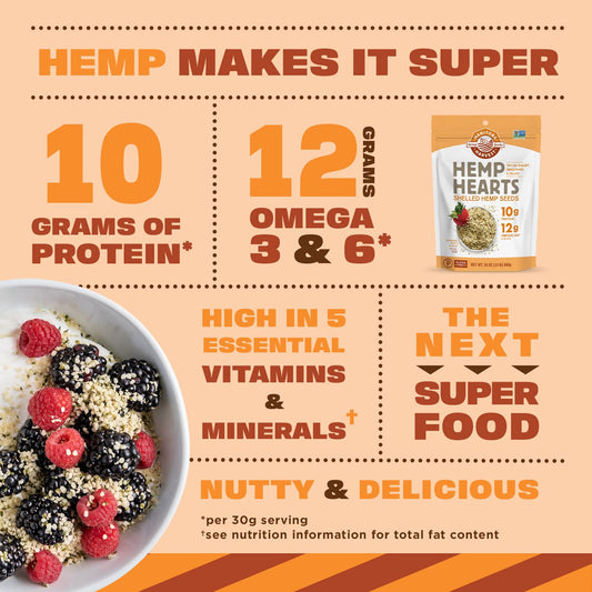 Manitoba Harvest Hemp Seeds, 10G Plant Based Protein And 12G Omega 3 & 6 Per Serving | For Smoothies, Yogurt & Salad | Non-Gmo, Vegan, Keto, Paleo, Gluten Free, 0.9Oz (Pack Of 12)