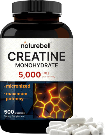 Creatine Monohydrate 5,000Mg Per Serving, 500 Capsules | Micronized – Unflavored Creatine Pills – Support Pre Workout & Healthy Muscle – Easily Absorbed, Easy To Swallow (71 Servings)