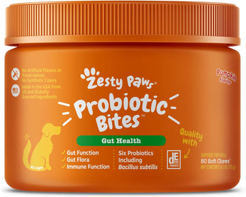 Zesty Paws Probiotics for Dogs - Digestive Enzymes for Gut Flora, Digestive Health, Diarrhea & Bowel Support - Clinically Studied DE111 - Dog Supplement Soft Chew for Pet Immune System - 50 Count