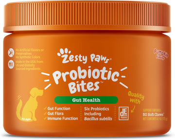 Zesty Paws Probiotics For Dogs - Digestive Enzymes For Gut Flora, Digestive Health, Diarrhea & Bowel Support - Clinically Studied De111 - Dog Supplement Soft Chew For Pet Immune System - 50 Count