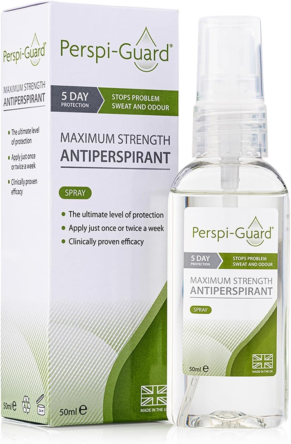 Perspi-Guard Maximum Strength Antiperspirant Spray 50 Ml, 1-Pack, Strong Deodorant For Excessive Sweating & Hyperhidrosis, Anti Sweat Spray, Unscented