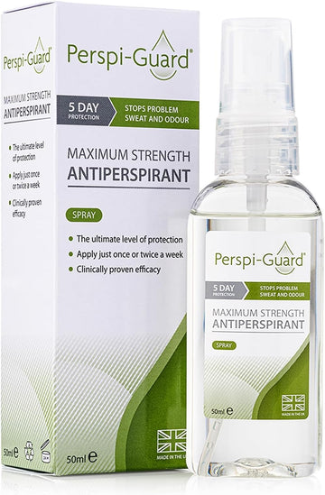 Perspi-Guard Maximum Strength Antiperspirant Spray 50 Ml, 1-Pack, Strong Deodorant For Excessive Sweating & Hyperhidrosis, Anti Sweat Spray, Unscented