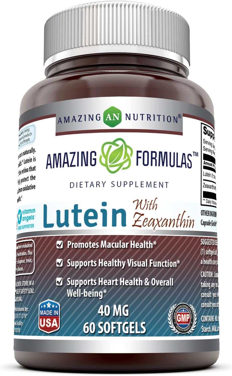 Amazing Formulas Lutein 40Mg With Zeaxanthin 1600 Mcg Supplements - 60 Softgels- Supports Eye Health & Healthy Vision -Promotes Macular Health