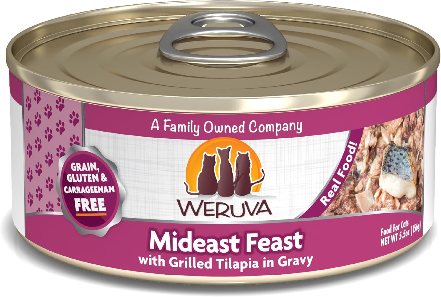 Weruva Classic Cat Food, Mideast Feast With Grilled Tilapia In Gravy, 5.5Oz Can (Pack Of 24)