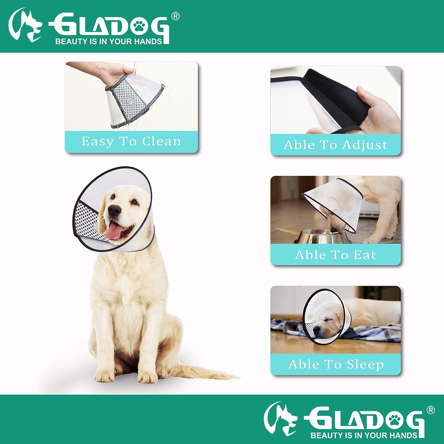 Gladog Soft Dog Cone Collar, 3 Pcs (Xl Is Only 1 Pcs) Flexible Plastic Cone For Dogs After Surgery, Dog Recovery Collar, Adjustable E-Collar For Large/Medium/Small Dogs Cat, Comfy Elizabethan Collar : Pet Supplies
