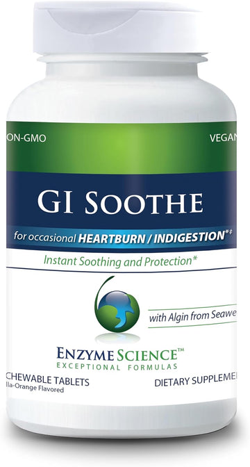 Enzyme Science GI Soothe Chewable, with Algin for Occasional Indigestion, Natural Vanilla -Orange Flavor, 90 Count