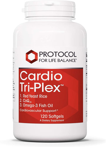 Protocol Cardio Tri-Plex - Heart Health Formula* - with Red Yeast Rice, CoQ10 & Omega-3 Fish Oil - DHA Dietary Supplements