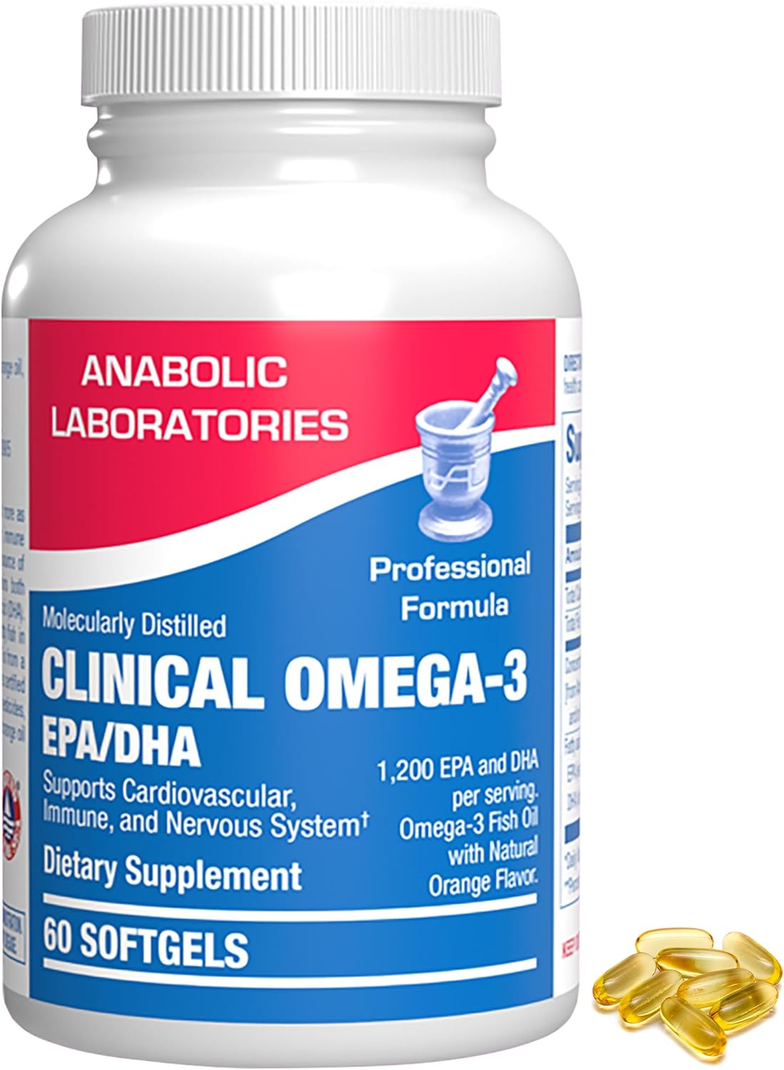 Clinical Omega 3 Fish Oil Supplement with EPA and DHA - 60 Orange Flav