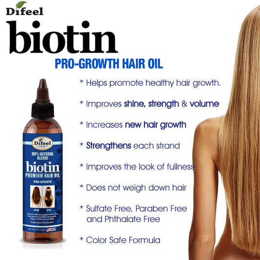 Difeel Biotin Progrowth Premium Hair Oil 8 Oz