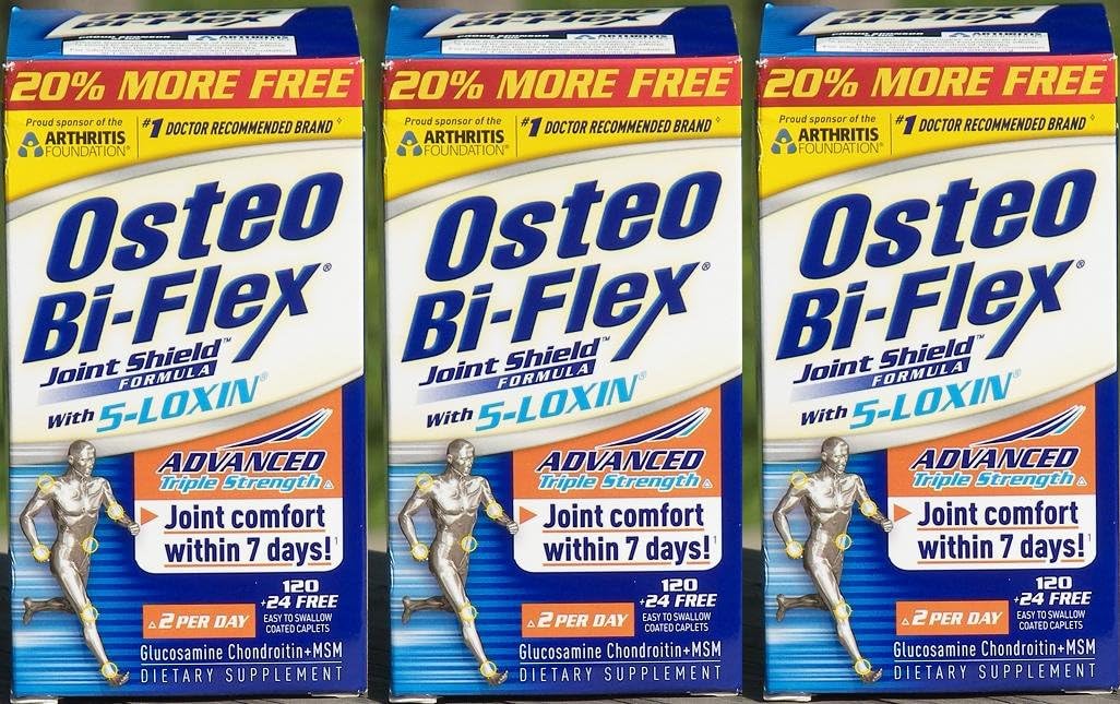 Osteo Bi-ex Glucosamine Condroitin MSM w/Joint Shield Advanced Triple Strength 144Caplets/Box Pack of 3 Boxes