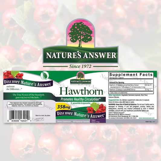 Nature's Answer Hawthorn Leaf, Vegetarian Capsules, 60-Count | Heart Health | Blood Pressure Support