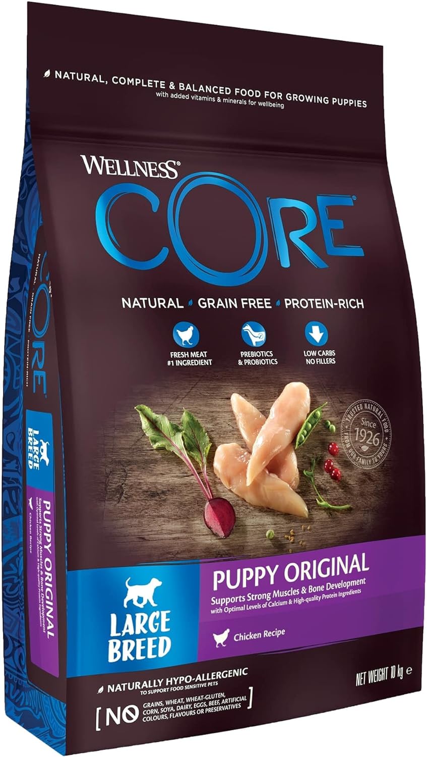 Wellness CORE Large Breed Puppy Original, Dry Puppy Food for Large Breed Puppies, Grain Free, High Meat Content, Chicken, 10 kg?10789