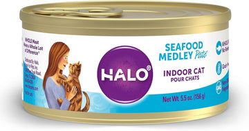 Halo Indoor Wet Cat Food, Grain Free, Seafood Medley 5.5Oz Can (Pack Of 12)