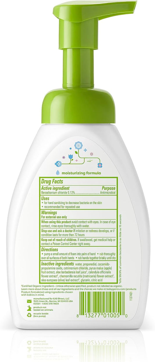 Babyganics Foaming Pump Hand Sanitizer, Alcohol Free, Fragrance Free, Kills 99.9% Of Common Bacteria, Moisturizing, 8.45 Fl Oz (Pack Of 3)