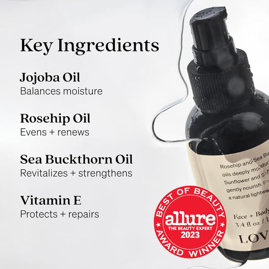 Face & Body Oil, John Legend Skincare, Daily Hydration, Lightweight & Non-Greasy Formula With Vitamin E & A, Serum For Scars & Stretchmarks, 3.4 Oz