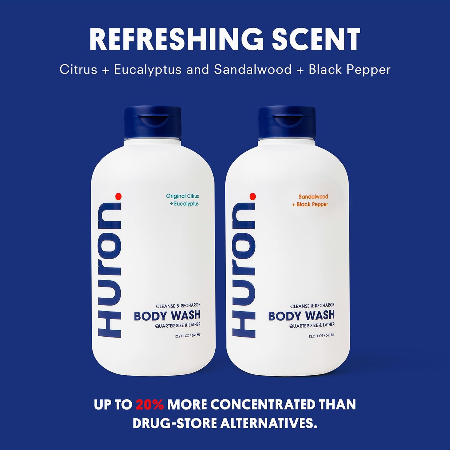 Huron Men’S Moisturizing Body Wash – Crisp & Invigorating Scent Of Citrus, Eucalyptus, Mint, & Aromatic Greens - Made With Coconut Oil, Vitamin E & Witch Hazel – Vegan, Cruelty-Free - 12.2 Fl Oz : Beauty & Personal Care