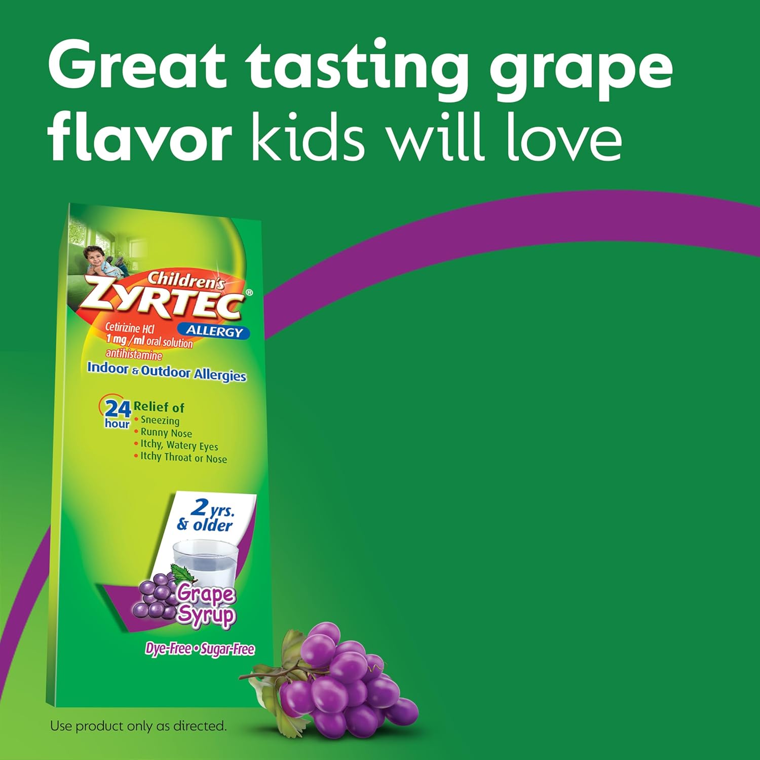 Zyrtec 24 Hr Children'S Allergy Syrup With Cetirizine, Dye- & Sugar-Free, Bubble Gum, 4 Fl. Oz : Health & Household