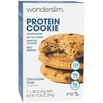 Wonderslim Protein Cookie, Chocolate Chip, Keto friendly, Low Carb, Gluten Free (7ct)