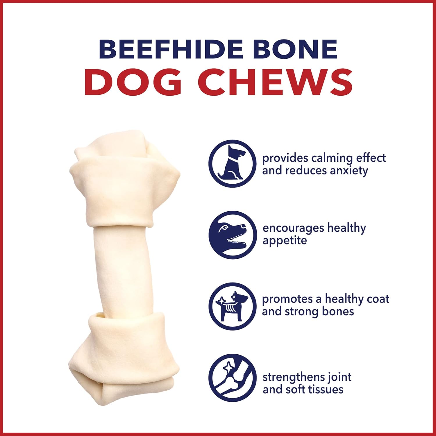 Pet Factory American Beefhide 6-7" Knotted Bones Dog Chew Treats - Natural Flavor, 3 Count/1 Pack : Pet Supplies