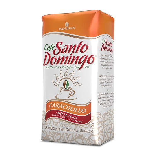 Café Santo Domingo Caracolillo, 16 oz Bag, Ground Peaberry Coffee, Medium Roast - Product from the Dominican Republic (Pack of 1)