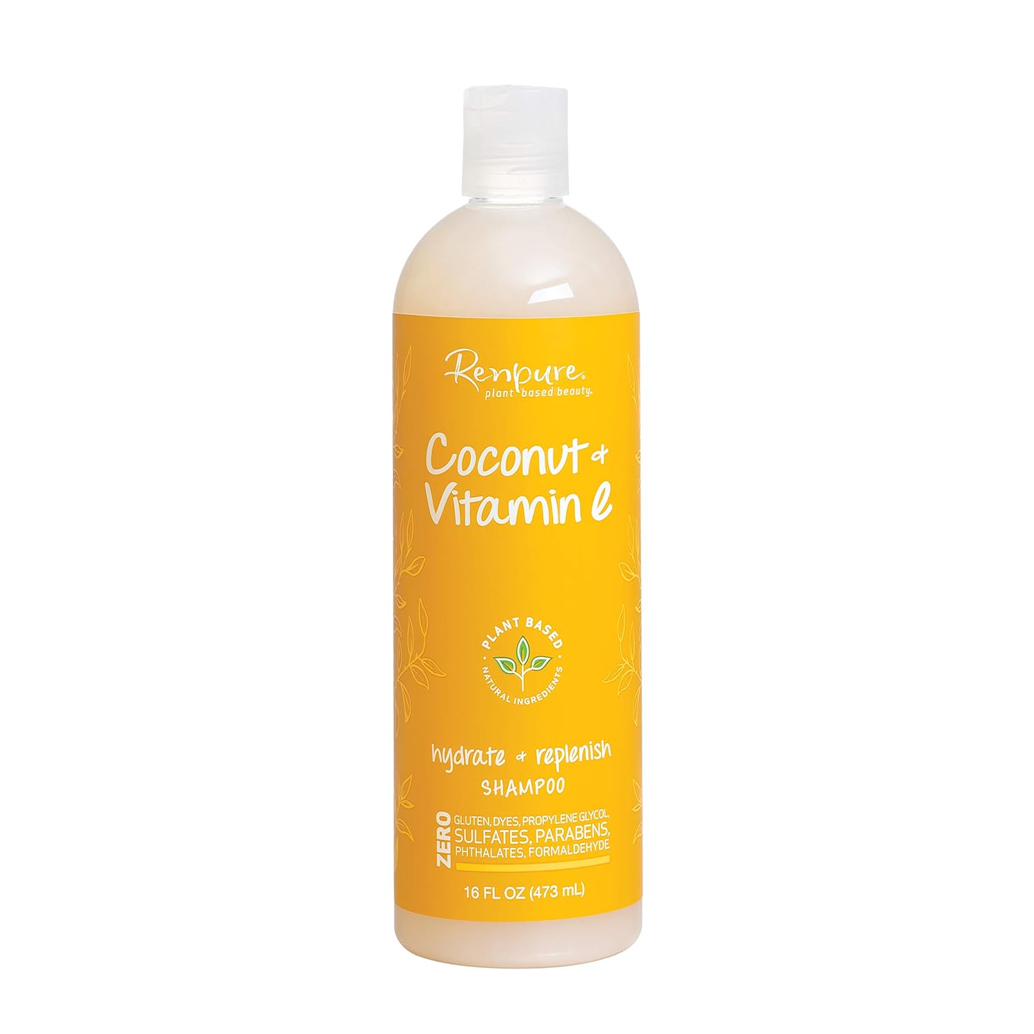 Renpure Plant-Based Beauty Coconut & Vitamin E Hydrate + Replenish Shampoo, 16 Fluid Ounce