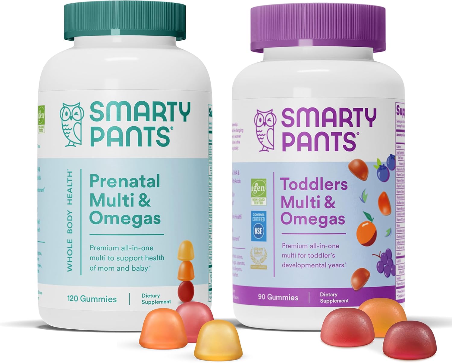 Smartypants Prenatal And Toddler Multivitamin Gummies Bundle: Omega 3 Fish Oil (Epa/Dha), Biotin, Methylfolate, Vitamin D3, C, Vitamin B12, B6, Vitamin A, K & Zinc For Immune Support (30 Day Supply)