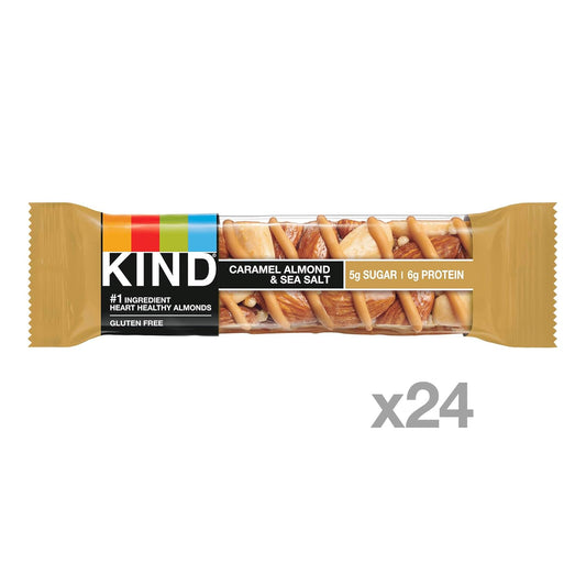 Kind Bars, Caramel Almond & Sea Salt, Healthy Snacks, Gluten Free, Low Sugar, 6G Protein, 24 Count