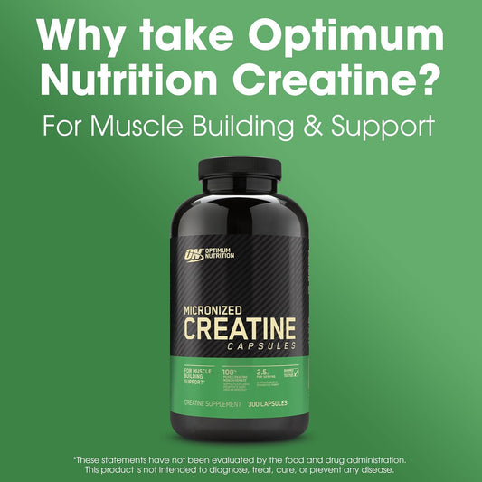 Optimum Nutrition Micronized Creatine Monohydrate Capsules, Keto Friendly, 2500Mg, 300 Capsules (Packaging May Vary)