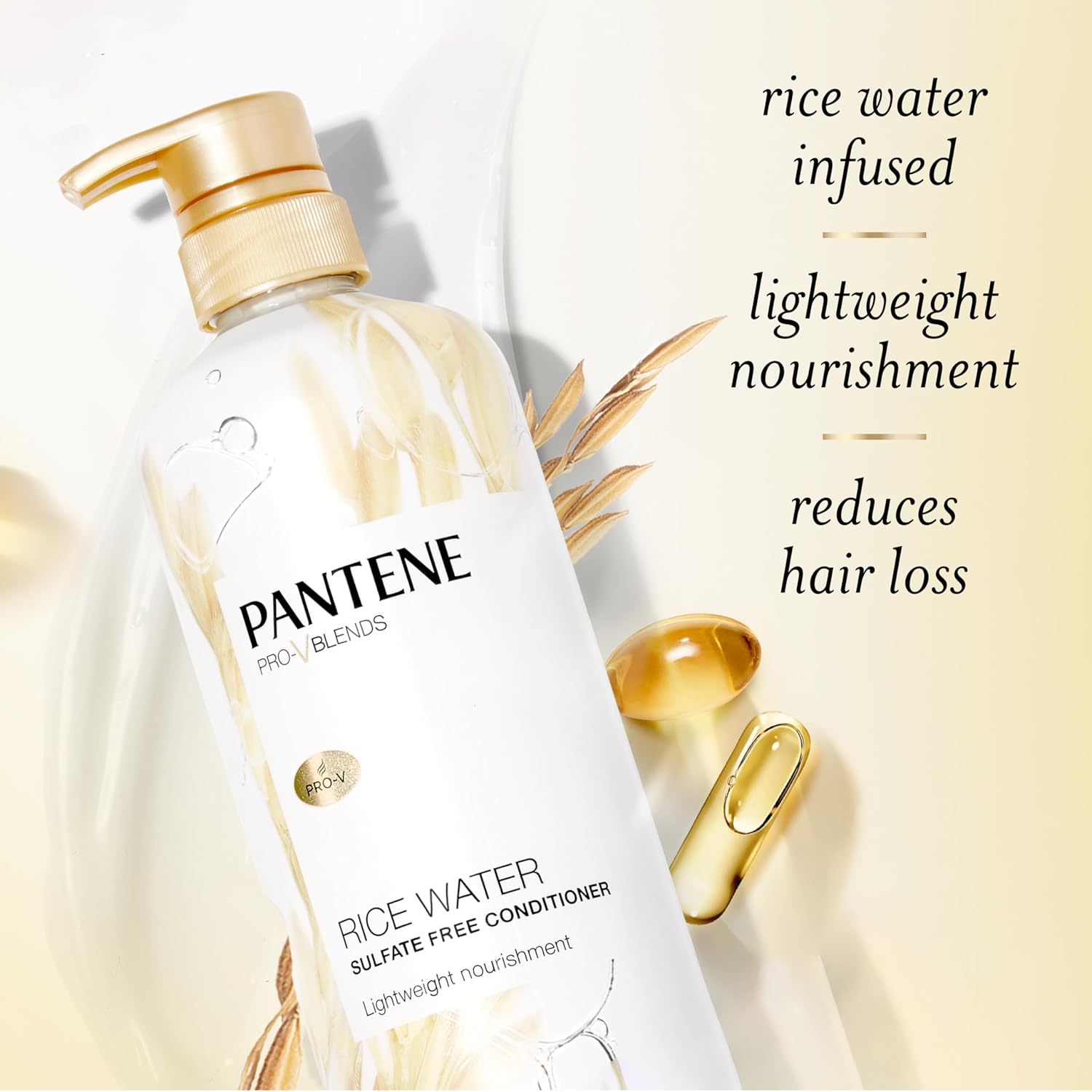 Pantene Conditioner, with Rice Water, Protects Natural Hair Growth, Volumizing, for Women, Nutrient Infused with Vitamin B5, Pro-V Blends, 30.0 oz : Beauty & Personal Care