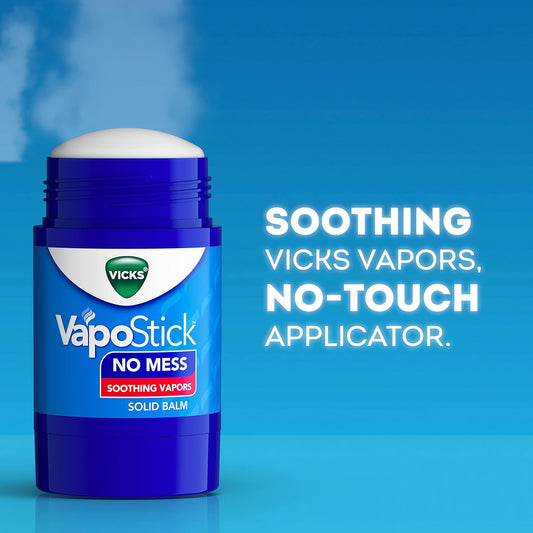 Vicks Vapostick, Solid Balm, No Mess, Soothing Non-Medicated Vicks Vapors, Easy-To-Use No-Touch Applicator, Quick Dry, Lightweight Skin Feel, 1.25Oz X 2