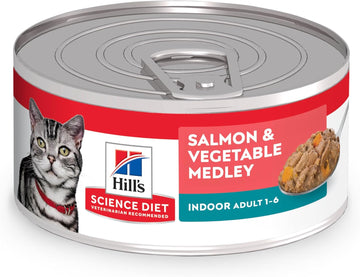 Hill'S Science Diet Indoor Adult 1-6 Wet Cat Food, Salmon & Vegetable Stew, 5.5 Oz. Can, Case Of 24
