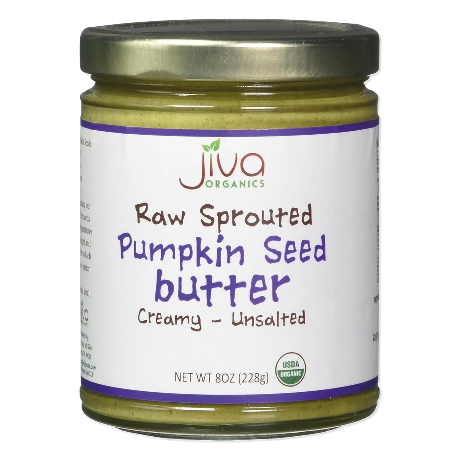 Jiva Organics Raw Sprouted Organic Pumpkin Seed Butter 8-Ounce Jar