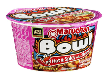 Maruchan Bowl Hot & Spicy with Shrimp Flavor Ramen Noodles with Vegetables, 3.3 OZ (2 Pack)