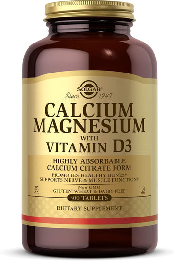 Solgar Calcium Magnesium With Vitamin D3, 300 Tablets - Promotes Healthy Bones, Supports Nerve & Muscle Function - Highly Absorbable Form - Non-Gmo, Gluten Free, Dairy Free, Kosher - 60 Servings