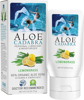 Aloe Cadabra Water Based Citrus Flavored Lubricant Moisturizer Best Organic Natural Lemongrass Lube for Men, Women & Couples, 2.5oz