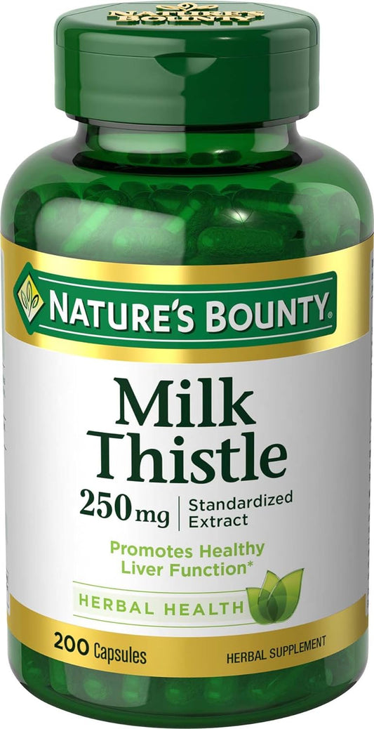 Nature's Bounty Milk Thistle 250mg Capsule - 200ct, 0.39 Bottle : Health & Household