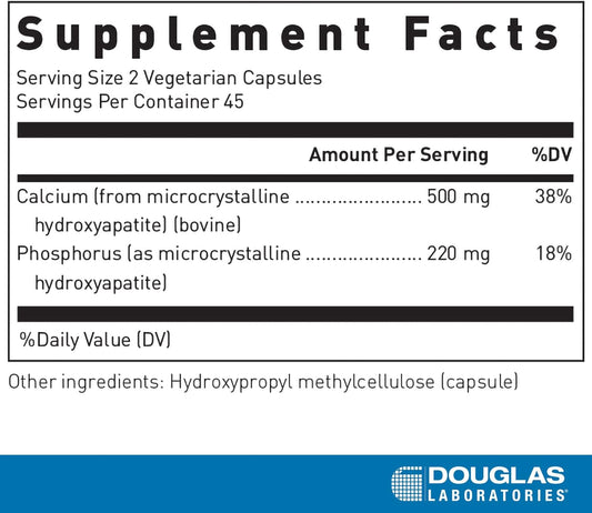 Douglas Laboratories Calcium Microcrystalline Hydroxyapatite - Teeth & Bone Health Support* - With Calcium & Phosphorus Micronutrients - Dietary Supplements - 90 Tablets
