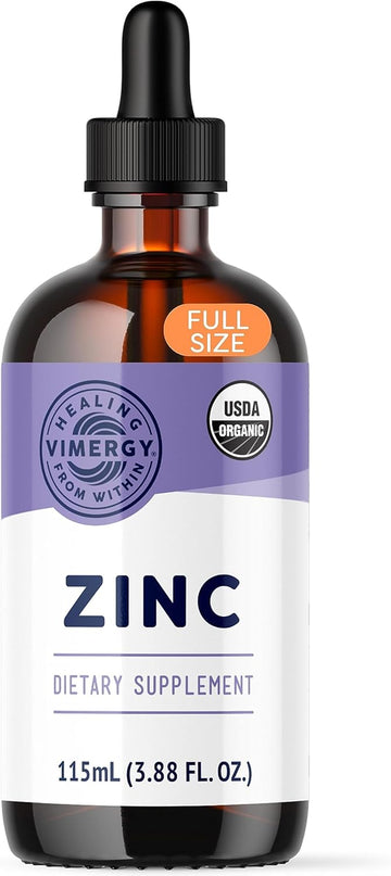 Vimergy Organic Liquid Zinc, 57 Servings – Alcohol Free Zinc Sulfate – Supports Immune Health & Metabolism – Antioxidant – Gluten-Free, Non-Gmo, Kosher, Vegan & Paleo Friendly (115 Ml)