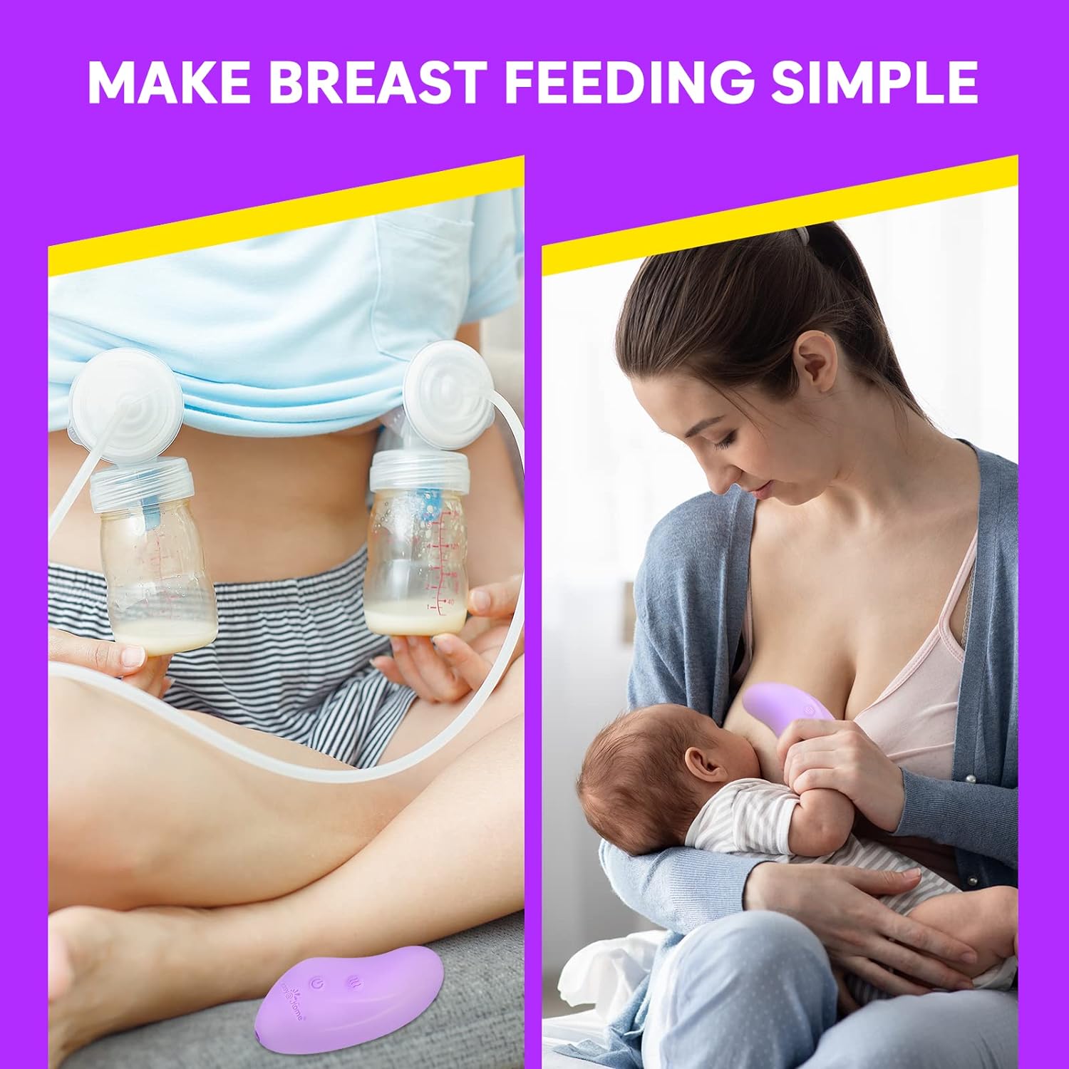 Easy@Home Lactation Massager for Breastfeeding: 2-in-1 Nursing Baby Pump Mom Breast Support | Warming Sore Tenderness Relief Nipple Massage | Postpartum Essential | Improves Breastmilk Flow EHL038 : Baby