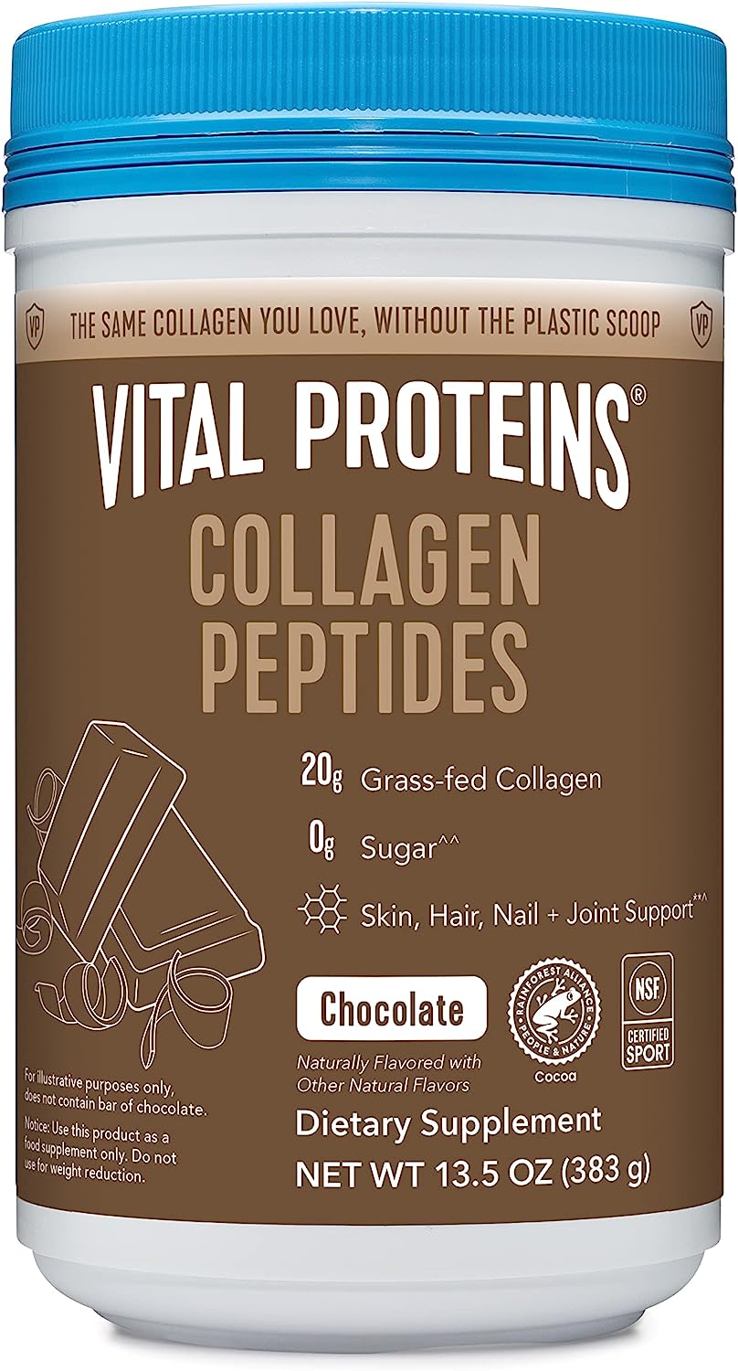 Vital Proteins Collagen Peptides Powder, Promotes Hair, Nail, Skin, Bone and Joint Health, Chocolate, 13.5 oz, Pack of 1