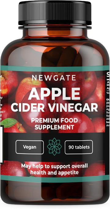 Apple Cider Vinegar 90 Vegan Tablets 500Mg - Premium Nutritional Supplement - With Minerals & Probiotics - Made In The Uk - Halal, Gmp Certified