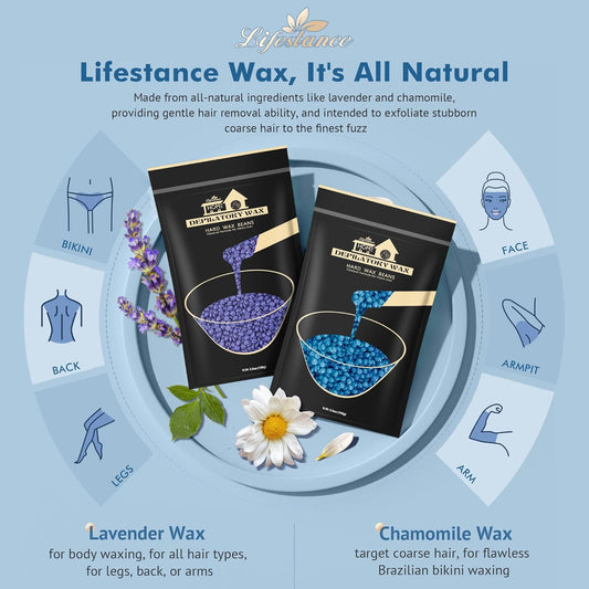 Lifestance L1 Waxing Kit + 1Lb Chamomile Blue Hard Wax Beads