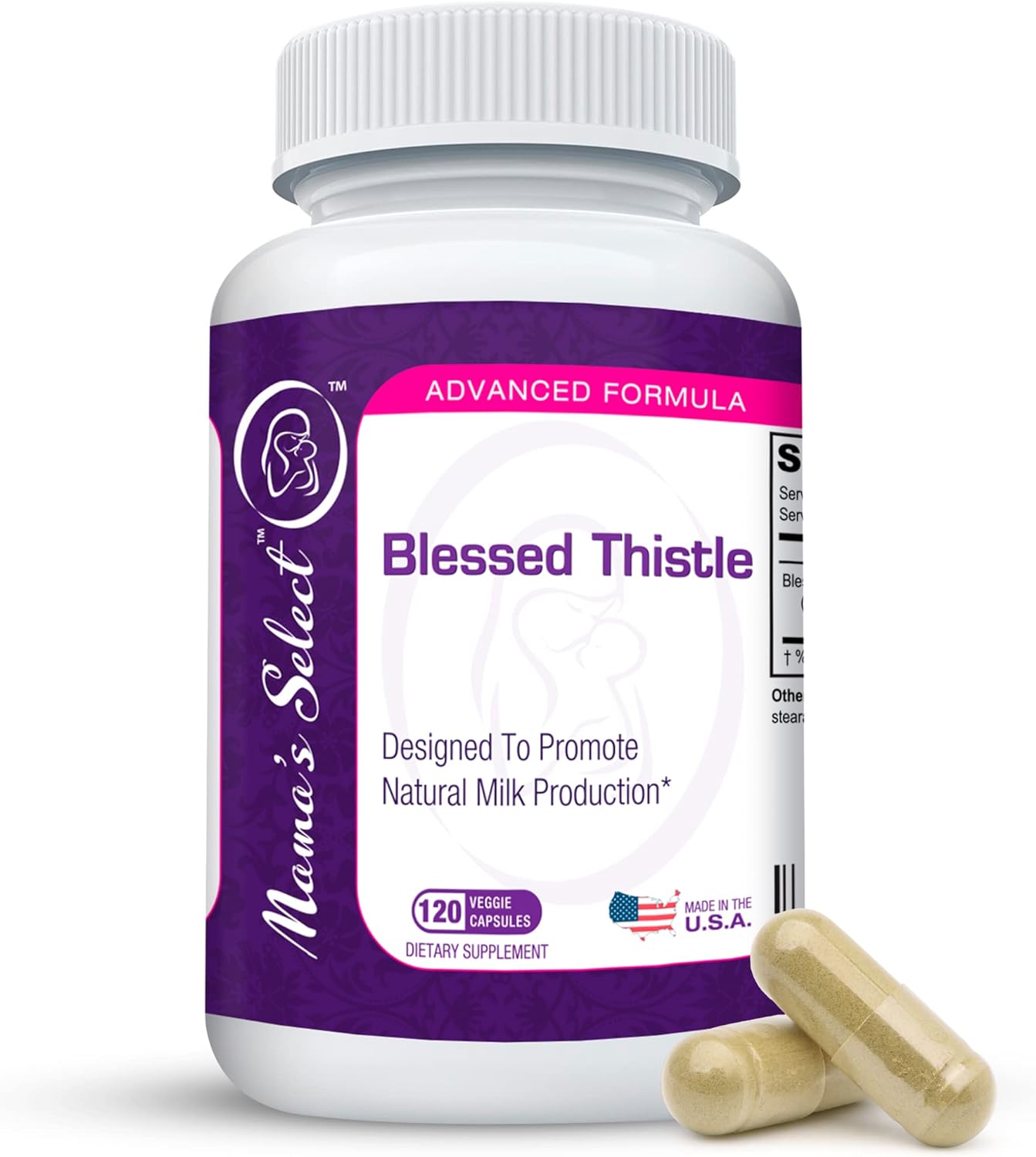 Mama?s Select Blessed Thistle Breastfeeding Supplement, 800mg Lactation Support for Increased Breast Milk - 120 Vegan Capsules